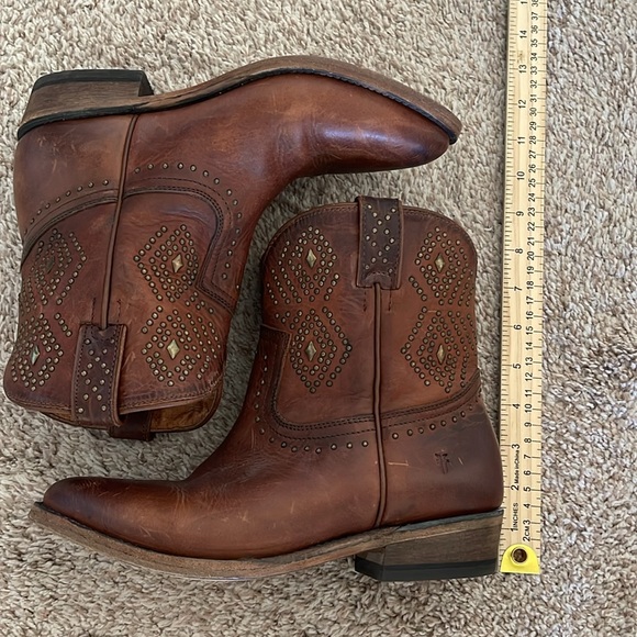 Frye Billy leather antique brass studded brown bootie - Picture 5 of 6